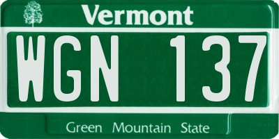 VT license plate WGN137