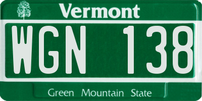 VT license plate WGN138