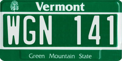 VT license plate WGN141