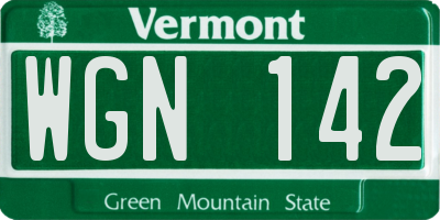 VT license plate WGN142