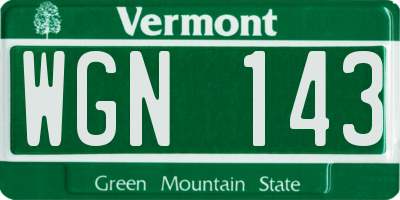 VT license plate WGN143