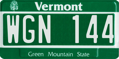 VT license plate WGN144