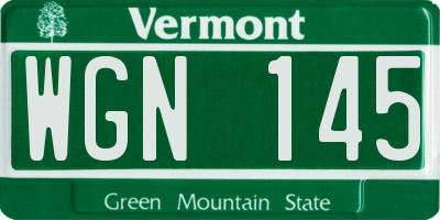 VT license plate WGN145