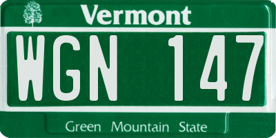 VT license plate WGN147