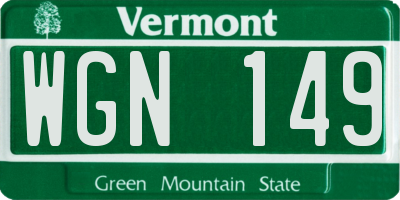 VT license plate WGN149