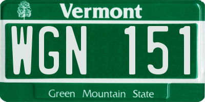 VT license plate WGN151