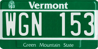 VT license plate WGN153