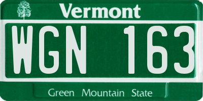 VT license plate WGN163