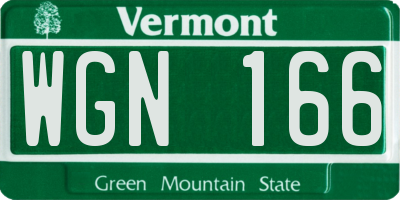 VT license plate WGN166