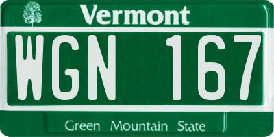 VT license plate WGN167