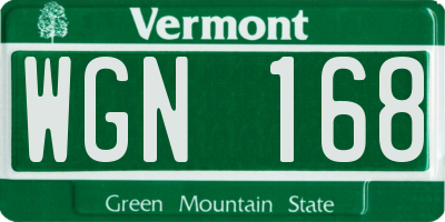 VT license plate WGN168