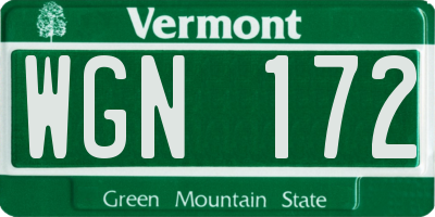 VT license plate WGN172