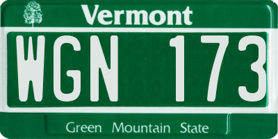 VT license plate WGN173