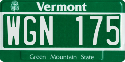 VT license plate WGN175
