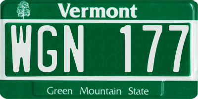 VT license plate WGN177