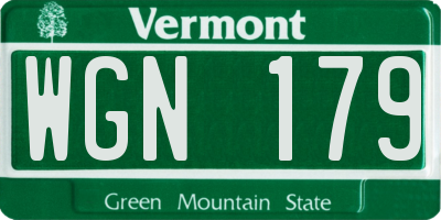 VT license plate WGN179