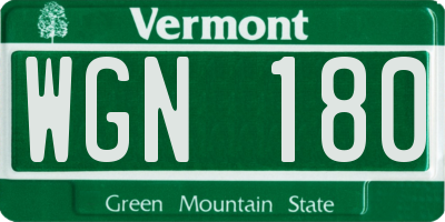VT license plate WGN180