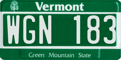 VT license plate WGN183