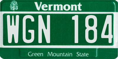 VT license plate WGN184
