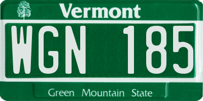 VT license plate WGN185