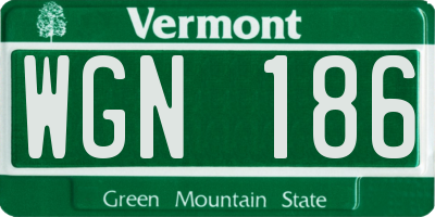 VT license plate WGN186