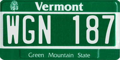VT license plate WGN187