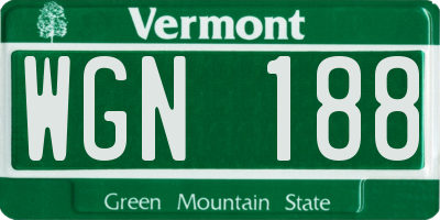 VT license plate WGN188