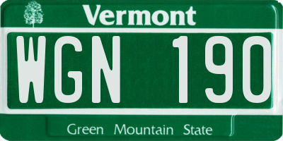 VT license plate WGN190