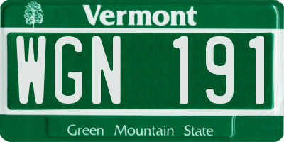 VT license plate WGN191