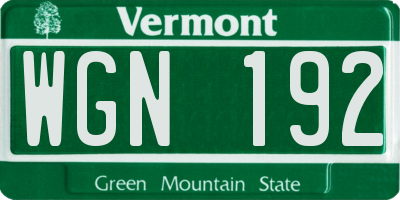 VT license plate WGN192