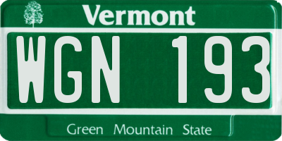 VT license plate WGN193