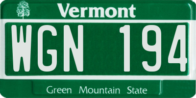 VT license plate WGN194