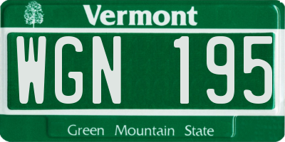 VT license plate WGN195