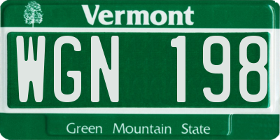 VT license plate WGN198