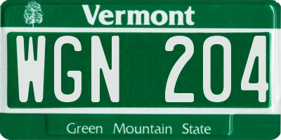 VT license plate WGN204