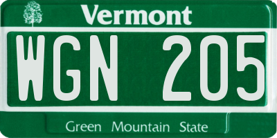 VT license plate WGN205