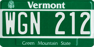 VT license plate WGN212