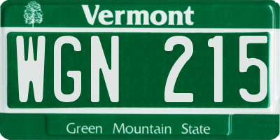 VT license plate WGN215