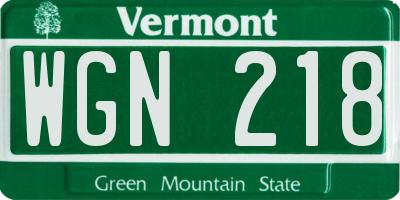 VT license plate WGN218