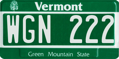 VT license plate WGN222