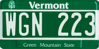 VT license plate WGN223