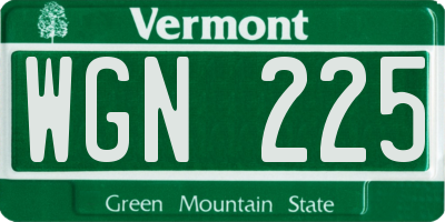 VT license plate WGN225