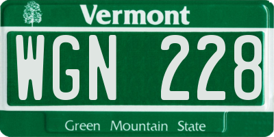 VT license plate WGN228