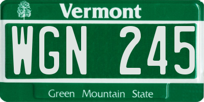 VT license plate WGN245