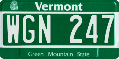 VT license plate WGN247