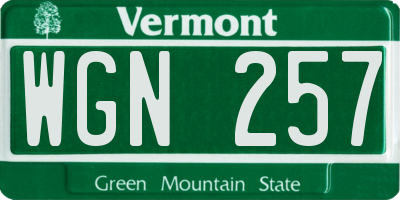 VT license plate WGN257