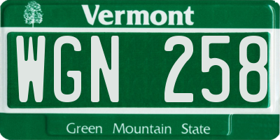 VT license plate WGN258