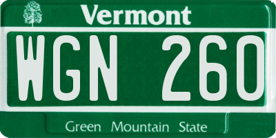 VT license plate WGN260