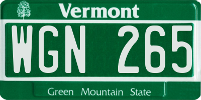 VT license plate WGN265