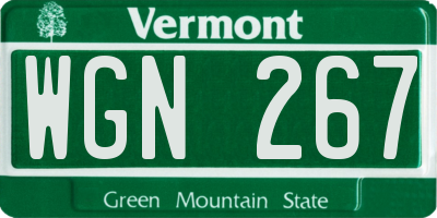 VT license plate WGN267